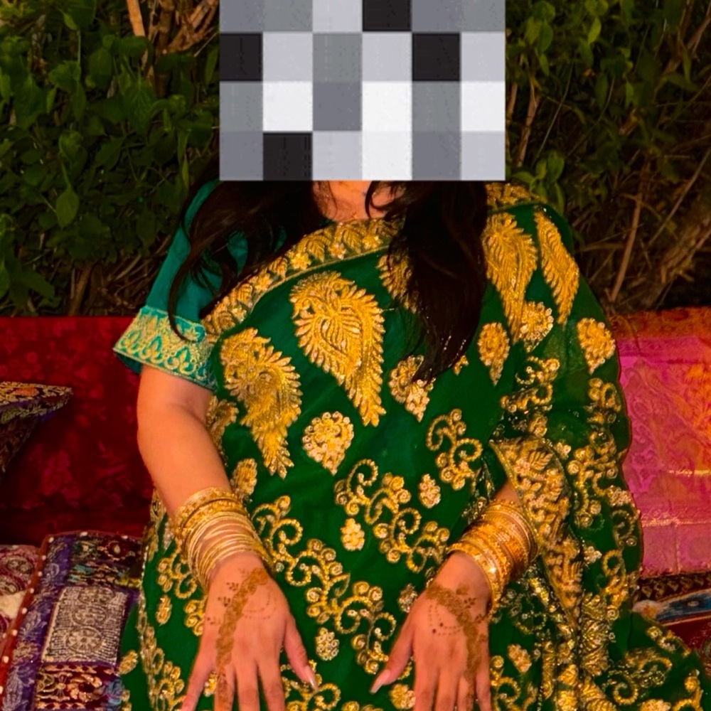 Elegant Green and Gold Saree